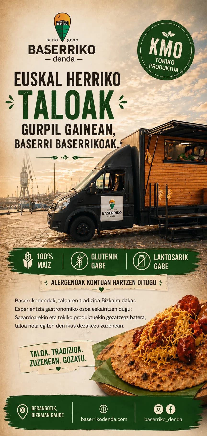Foodtruck de talos sin gluten y sin lactosa en Euskadi