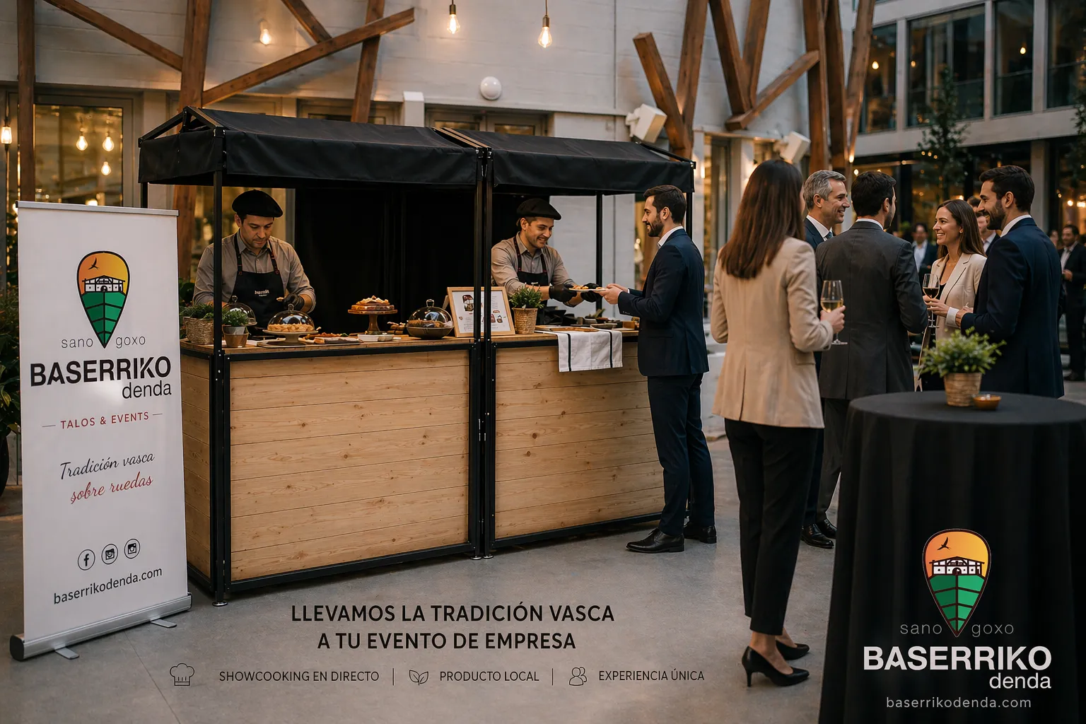 Puesto de madera para eventos de empresa